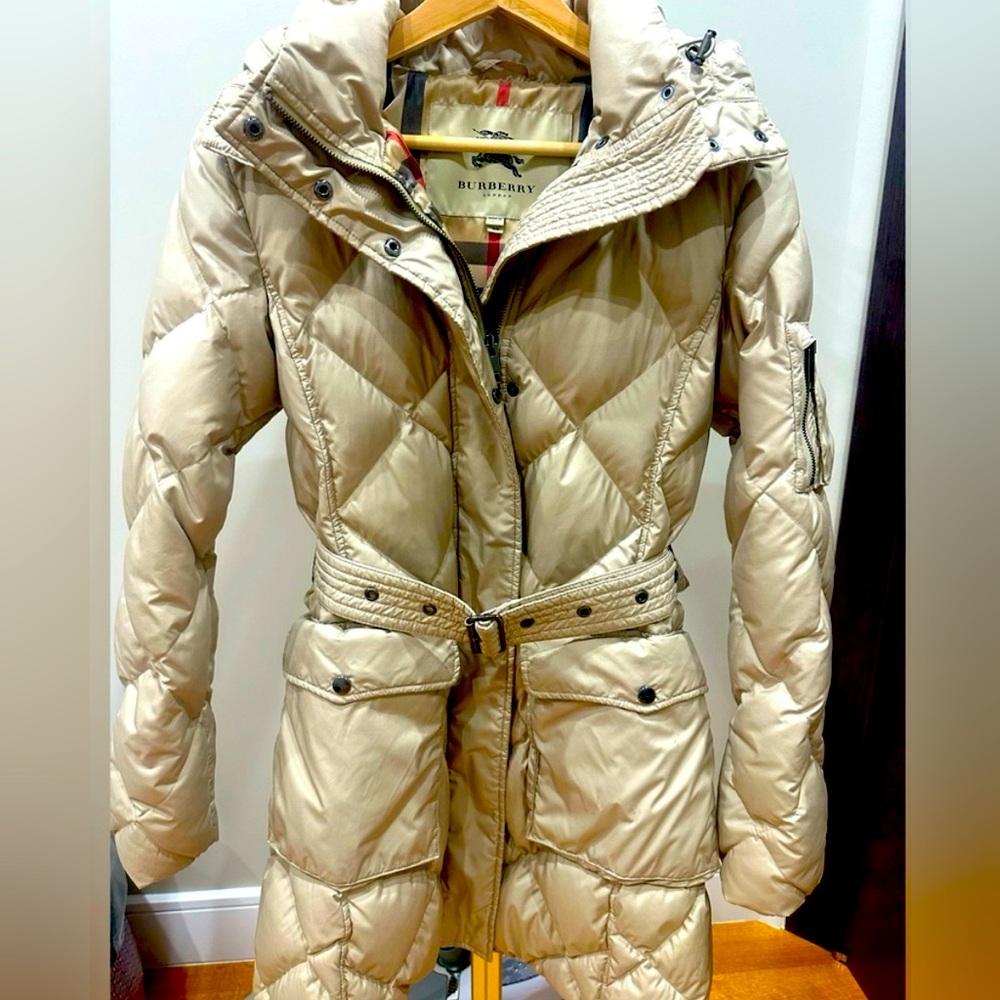 Authentic Burberry quilted puffer coat.